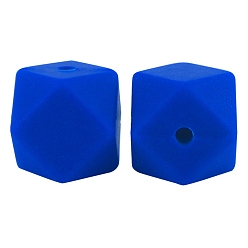 Синий Восьмиугольные бусины из пищевого силикона, синие, 17 мм