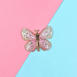 Pearl Pink Opaque Resin Pendant, Two Tone, Butterfly, Pearl Pink, 25x32mm