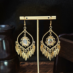 Прозрачный Серьги-люстры из перьев в стиле бохо, украшения для женщин, золотые, прозрачные, 78x30 мм