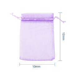 Blue Violet Organza Gift Bags, with Drawstring, Rectangle, Blue Violet, 12x10cm