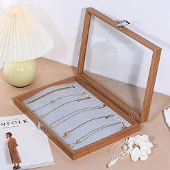 Others Bamboo & Velet Jewelry Storage Box, Rectangle, for Necklaces, 35x24x5cm