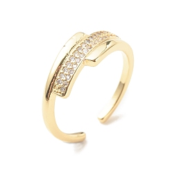 Настоящее золото 18K Кольцо-манжета из прозрачного кубического циркония, украшения из латуни для женщин, без кадмия и без свинца, реальный 18 k позолоченный, размер США 5 3/4 (16.3 мм)