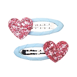 Heart Cloth Covered Snap Hair Clips, Heart, 60x25mm