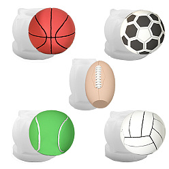Blanco 5 piezas 5 estilos hechos a mano 3 moldes con temática de pelota deportiva, blanco, 5.4×4.4×4.4cm