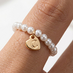 Letter C Пластиковые кольца с имитацией жемчуга и сплавом, золотые, буква С, 20 мм