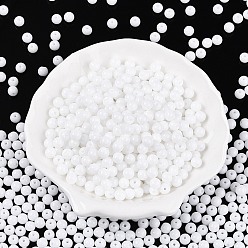 Белый Непрозрачная выпечка окрашены стеклянные бусины, круглые, белые, 5.5x4.5~5 мм, отверстие : 1 мм, Около 2500 шт / фунт