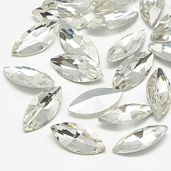 Кристалл Заостренные заднее стекло горный хрусталь кабошоны, с покрытием на задной стороне, граненые, лошадиный глаз , кристалл, 10x5x3 мм