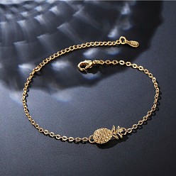 Золотой Браслеты на ногу из сплава в форме ананаса для женщин, золотые, 7-7/8 дюйм (200 мм)