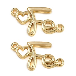 Золотой Латунное сердце с подвесками-соединителями fe faith, долговечный, без кадмия и без свинца, стойки покрытие, золотые, 14.5x25.5x2 мм, отверстие : 1.4 мм