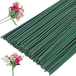 Green 100Pcs Iron Stalk Flower Rod, with Plastic Finding, for Artificial Flower Bouquet Support, Green, 304x2mm