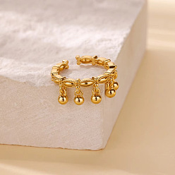 Золотой Латунные манжеты с открытыми кольцами, кольца с кисточками, круглые, золотые, 2.5~9 мм, размер США 6 (16.5 мм)