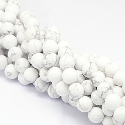 Howlite Runden natürlichen howlite Perlenstränge, matt, 10 mm, Bohrung: 1 mm, ca. 40 Stk. / Strang, 15.74 Zoll