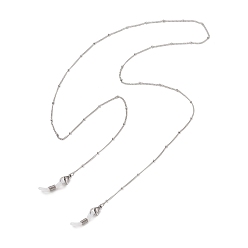 Нержавеющая Сталь Цвет 304 Цепочка из нержавеющей стали для очков, с силиконовыми петлями на концах, цвет нержавеющей стали, 748~750x2 мм