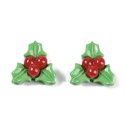 Holly Leaves Рождественские кабошоны из непрозрачной смолы для декодирования, Листья падуба, 12x13.5x6 мм