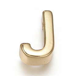 Letter J Brass Charms, Long-Lasting Plated, Real 18K Gold Plated, Letter.J, J: 8x5.5x3mm, Hole: 1.6mm