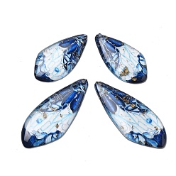 Средно-синий 4шт. подвески в виде крыльев бабочки из прозрачной эпоксидной смолы, с золотой фольгой и блестками, светло-синий, 29.5~40x15~17x2~2.5 мм, отверстие : 1.1 мм