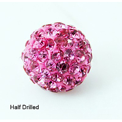 Роза Бусины со стразами, полимерная глина , pave disco бусины, класс А, круглые, половине просверлил, роза, 8 мм, отверстие : 1 мм