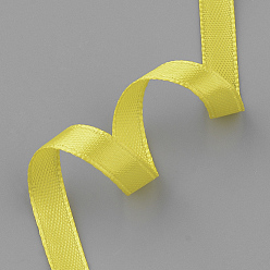 Yellow High Dense Single Face Satin Ribbon, Polyester Ribbons, Yellow, 1/4 inch(6~7mm), about 25yards/roll, 10rolls/group, about 250yards/group(228.6m/group)