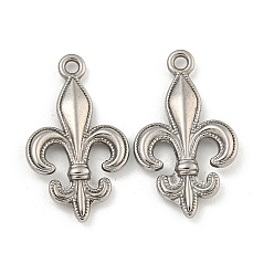 Нержавеющая Сталь Цвет Не тускнеющие 304 подвески из нержавеющей стали, очарование Флер де Лис, цвет нержавеющей стали, 22x13x2 мм, отверстие : 1.5 мм