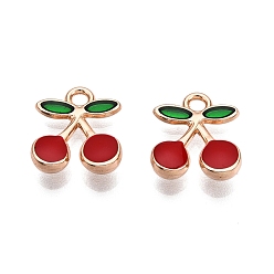 (123L) Белый крем непрозрачный блеск Подвески из эмали и сплава, без свинца и без кадмия, вишневое очарование, золотые, огнеупорный кирпич, 11.5x10x3.5 мм, отверстие : 1.6 мм
