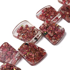 Индийский Красный Окрашенная натуральная императорская яшма с нитями смоляных бусин, трапециевидные, Индийская красная, 17.5~35.5x24~29x6~6.5 мм, отверстие : 1.5 мм, около 15 шт / нитка, 12.40'' (31.5 см)