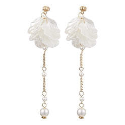 Золотой Акриловые уха шпильки, с железными витыми цепями и 304 фурнитурой для сережек-гвоздиков из нержавеющей стали, цветок, золотые, 92x27 мм