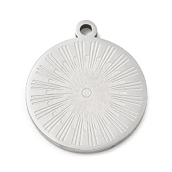 Soleil Pendentifs en acier inoxydable, charmes rondes plates, couleur inox, soleil, 201mm, Trou: 24.5x21.5x2mm