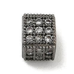 Черный Цвет Металла Латунные микропаве из прозрачного кубического циркония, кубические, металлический черный , 4.5x4.5x4.5 мм, отверстие : 2.4 мм