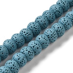 Светло-Голубой Нити бусин из натурального камня, окрашенные в лавовый камень, рондель, Небесно-голубой, 8x5~6 мм, отверстие : 1.6 мм, около 65~66 шт / нитка, 15.75'' (40~40.5 см)