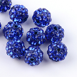 Сапфир Ручной работы из полимерной глины дискотечный шар бисер, со стеклянными стразами, сапфир, С. 13 (1.9~2 мм), 4 ряды горный хрусталь, 6 мм, отверстие : 1 мм