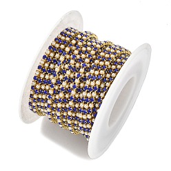 Синий Латунь чашка цепи, без кадмия и без свинца, со стеклом и АБС-пластиком с имитацией жемчуга, золотые, пайки, с катушкой, синие, 2x2x2 мм