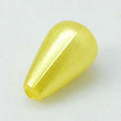 Yellow ABS Plastic Imitation Pearl, Drop, Yellow, 16x10mm, Hole: 1mm, about 600pcs/pound