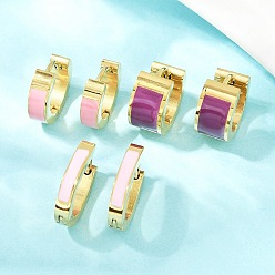 (52) Непрозрачная лаванда 304 обруч серьги из нержавеющей стали эмаль, золотые, разноцветные, 13~16x13~13.5x3~7 мм, 3 пар / набор