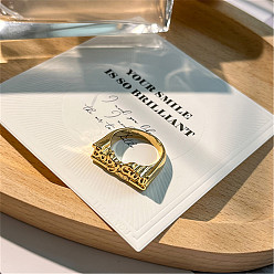 Золотой Слово цинковый сплав кольца для пальцев, золотые, внутренний диаметр: 17 мм