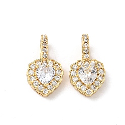 Прозрачный Латунные микро проложить кубического циркония подвески, сердце прелести, реальный 18 k позолоченный, прозрачные, 19.5x11.5x6 мм, отверстие : 5x3.5 мм