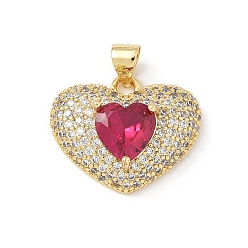 Камелия 5 кулоны из латуни с прозрачным кубическим цирконием, сердце, без свинца и без кадмия, долговечный, стойки покрытие, реальный 18 k позолоченный, камелия, 16x20x8 мм, отверстие : 5x3.5 мм