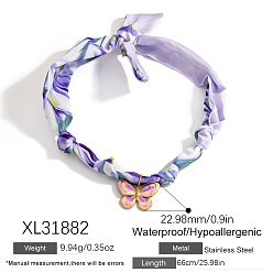 Бабочка 304 ожерелья-шарфы с подвесками из нержавеющей стали, золотые, бабочка, 25.98 дюйм (66 см), Кулон : 22.98 мм