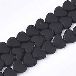 Black Spray Painted Non-magnetic Synthetic Hematite Beads Strands, Heart, Black, 5x6x3mm, Hole: 0.5mm, about 75pcs/strand, 15.7 inch