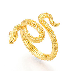 Золотой Сплав манжеты кольца пальцев, змея, золотые, Размер 8, 18 мм