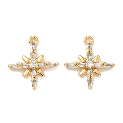 Прозрачный Латунные микро проложить кубического циркония подвески, звезды прелести, без никеля , реальный 18 k позолоченный, прозрачные, 18x16x3 мм, отверстие : 1.2 мм