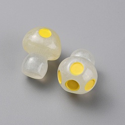 Желтый Украшение дисплея светящейся смолой, светящиеся в темноте украшения, гриб, желтые, 17x14 мм