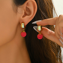 Красный Круглые серьги-кольца из нержавеющей стали и пластика, золотые, красные, 30x12 мм