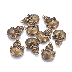 Античная Бронза Сплавочные подвески тибетского стиля, без кадмия, без никеля и без свинца, Рождество, снеговик, античная бронза, 25x17x4.5 мм, отверстие : 2 мм