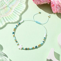 Звезда Женские плетеные браслеты из натуральных пресноводных ракушек и стеклянных бусин, звезда, внутренний диаметр: 1-5/8~3-5/8 дюйм (4.1~9.2 см), звезды: 11x11x2.5 mm