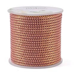 Бледно-фиолетовый Красный Круглые строка нить полиэстера шнуры, с золотой проволоки, бледно-фиолетовый красный, 2.5 мм, около 21.87 ярдов (20 м) / рулон