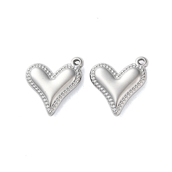Нержавеющая Сталь Цвет Не тускнеющие 304 подвески из нержавеющей стали, шарма сердца, цвет нержавеющей стали, 16x15x4 мм, отверстие : 1 мм