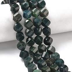 Мосс Агат Природные моховой агат бисер нитей, граненые, твист, 10~10.5x9.5~10.5x9.5~10.5 мм, отверстие : 1 мм, около 38~40 шт / нитка, 14.96~15.35'' (38~39 см)