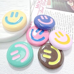 (52) Непрозрачная лаванда Непрозрачные кабошоны из смолы, плоские круглые с улыбающееся лицо, разноцветные, 25.5x6 мм