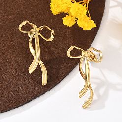 Настоящее золото 18K 304 из нержавеющей стали серьги, бантом, реальный 18 k позолоченный, 26.5x16.5 мм
