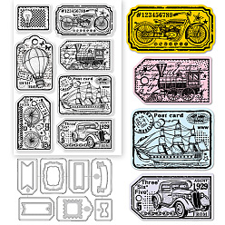 Vehicle 1 листовой ПВХ пластик прозрачные штампы, с трафаретами из углеродистой стали 1pc, для diy scrapbooking, фотоальбом декоративный, изготовление карт, автомобиль, штампы: 160x110x3 мм, трафареты: 159x108x0.8мм